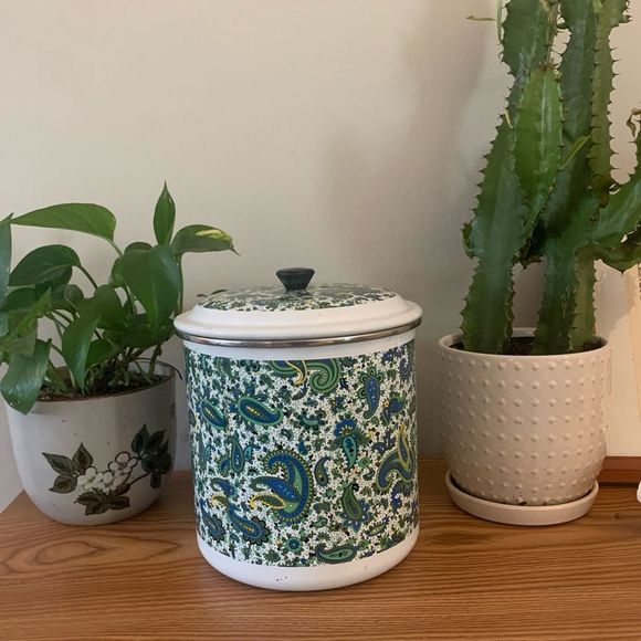 Storage & Organization Vintage Enamel Paisley Canister Poshmark